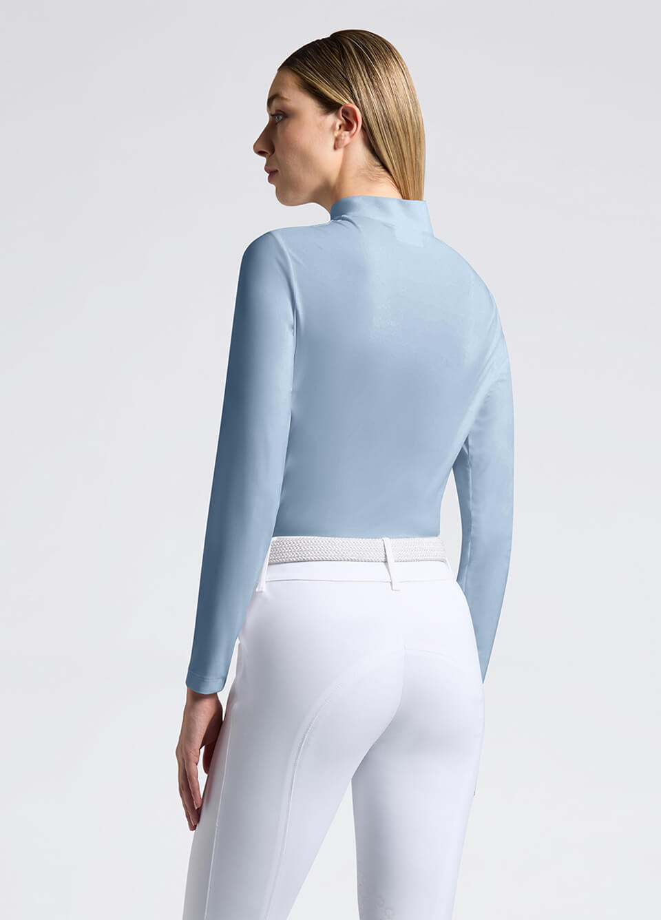Cavalleria Toscana Perforated Jersey Long Sleeve Training Polo - Fog Blue