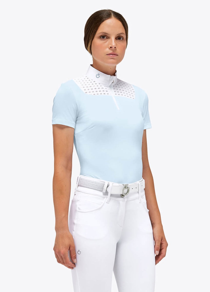 Cavalleria Toscana Lightweight Pique S/S Competition Polo - Light Blue