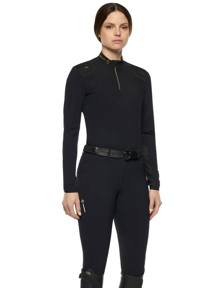 Cavalleria Toscana R-Evo Epaulet Long Sleeve Polo Shirt - Black