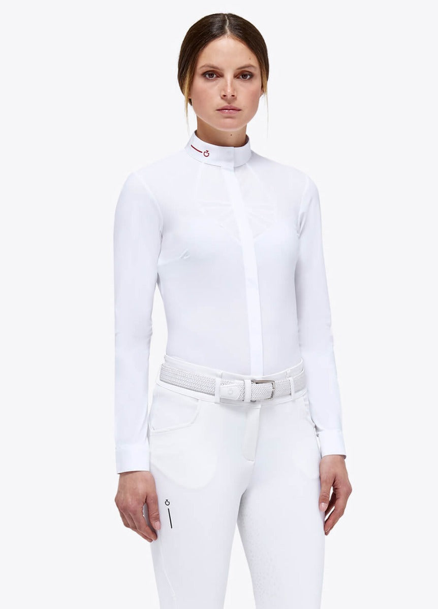 Cavalleria Toscana Revo Jersey Mesh Pinwheel L/S Shirt - White