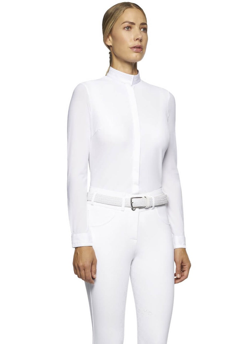 Cavalleria Toscana Elegant Embroidery Show Shirt - White