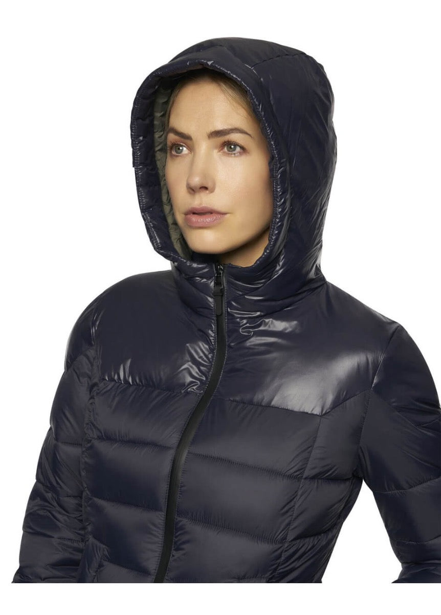 Cavalleria Toscana Shiny/Matte Nylon Hooded Puffer - Navy