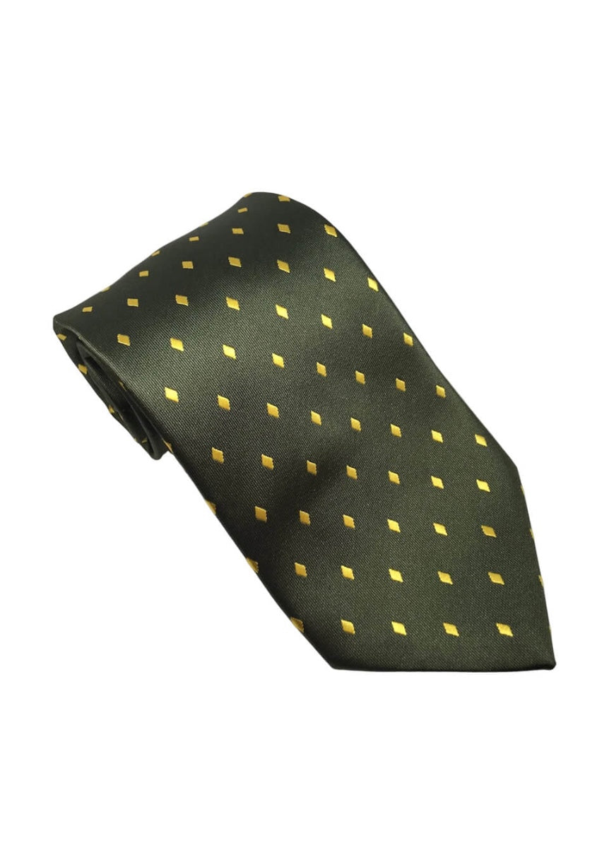 Equetech Adults Diamond Show Tie - Forest Green/Gold