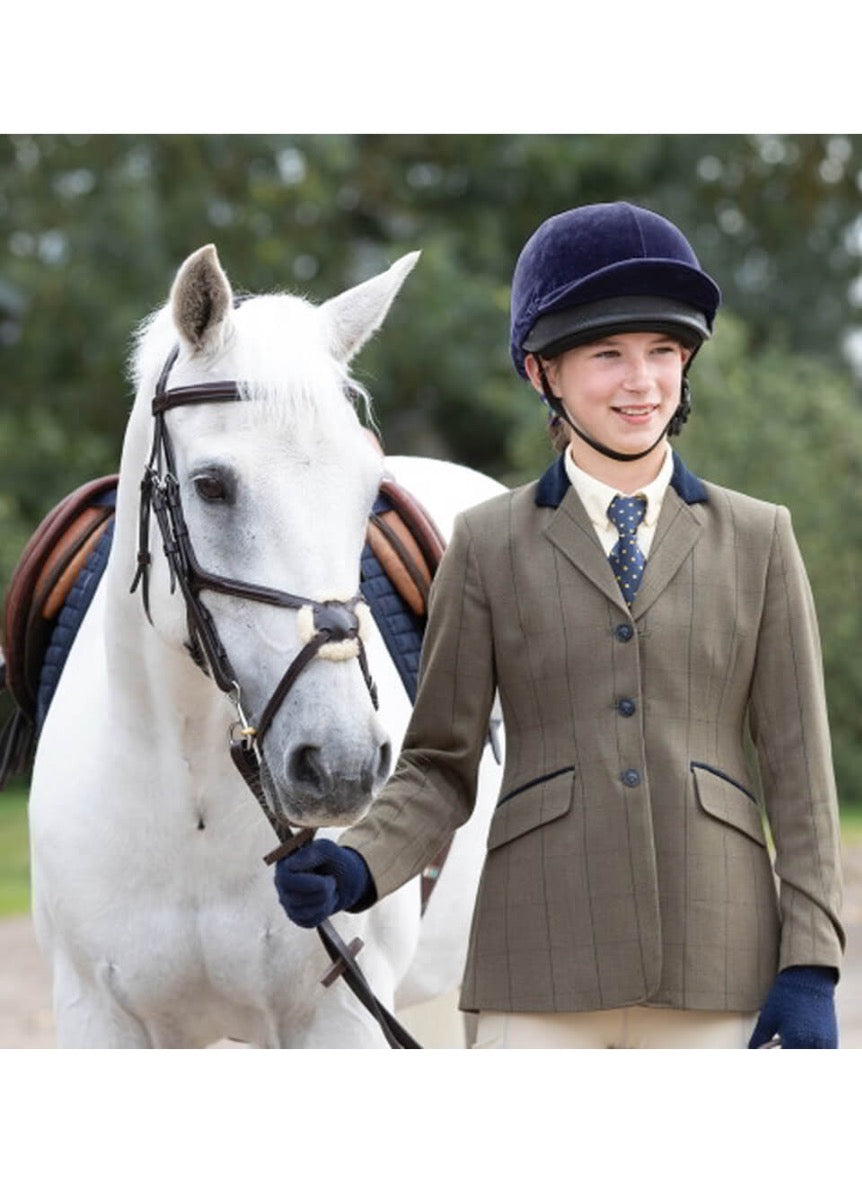 Equetech Junior Bellingham Deluxe Stretch Tweed Riding Jacket - Green