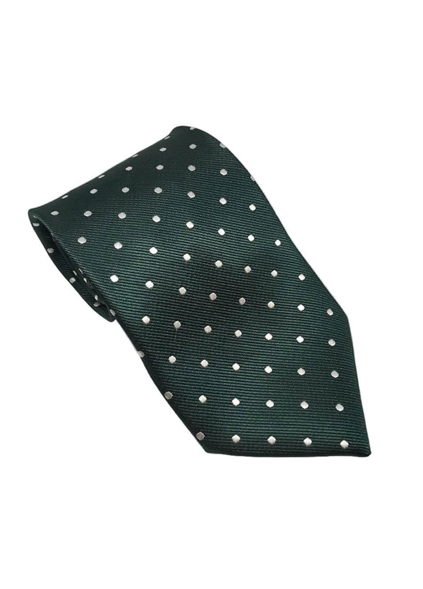 Equetech Junior Polka Dot Show Tie - Bottle Green/White