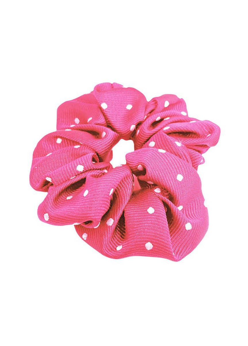 Equetech Polka Dot Scrunchie - Fuchsia/White
