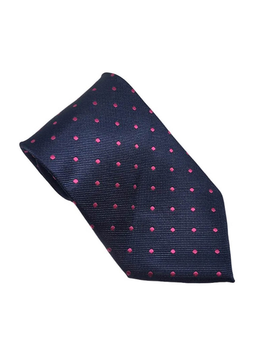 Equetech Adult Polka Dot Show Tie - Navy/Cerise
