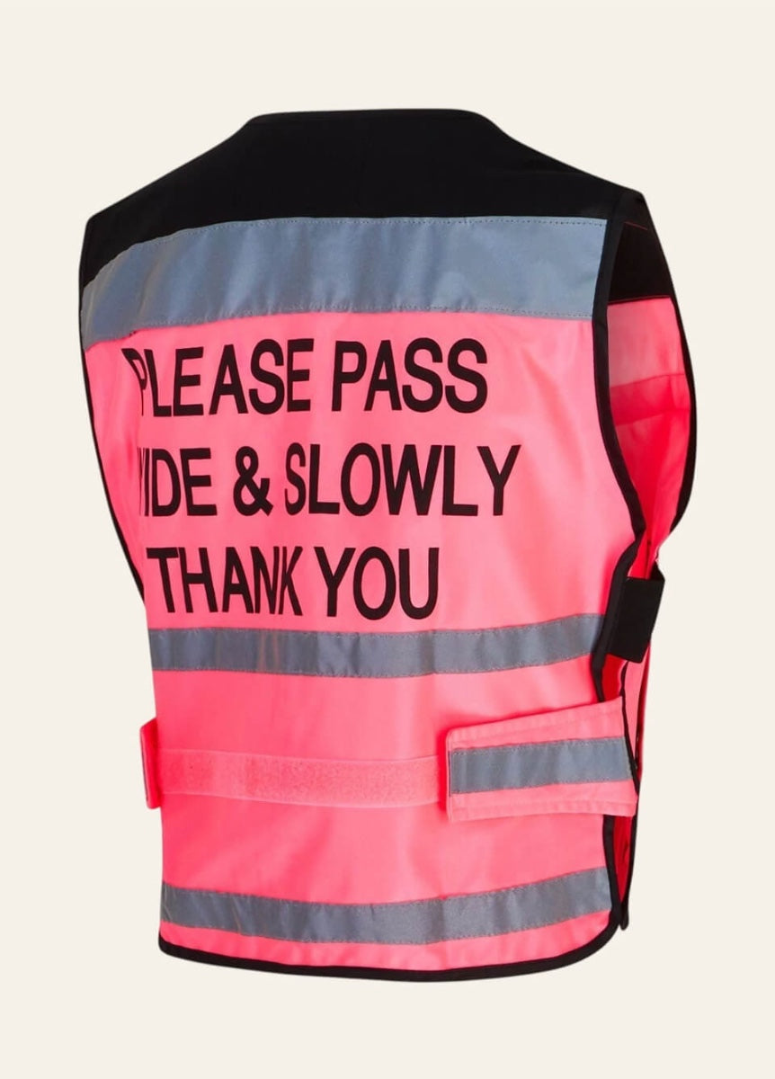 Equisafety Hi Vis Waistcoat Please Pass Wide & Slowly - Pink