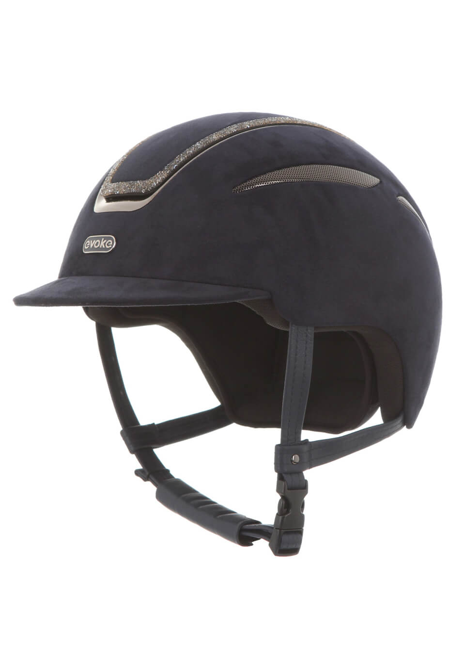 Evoke Callisto Classic Peak Suede Hat Crystal Frame - Navy