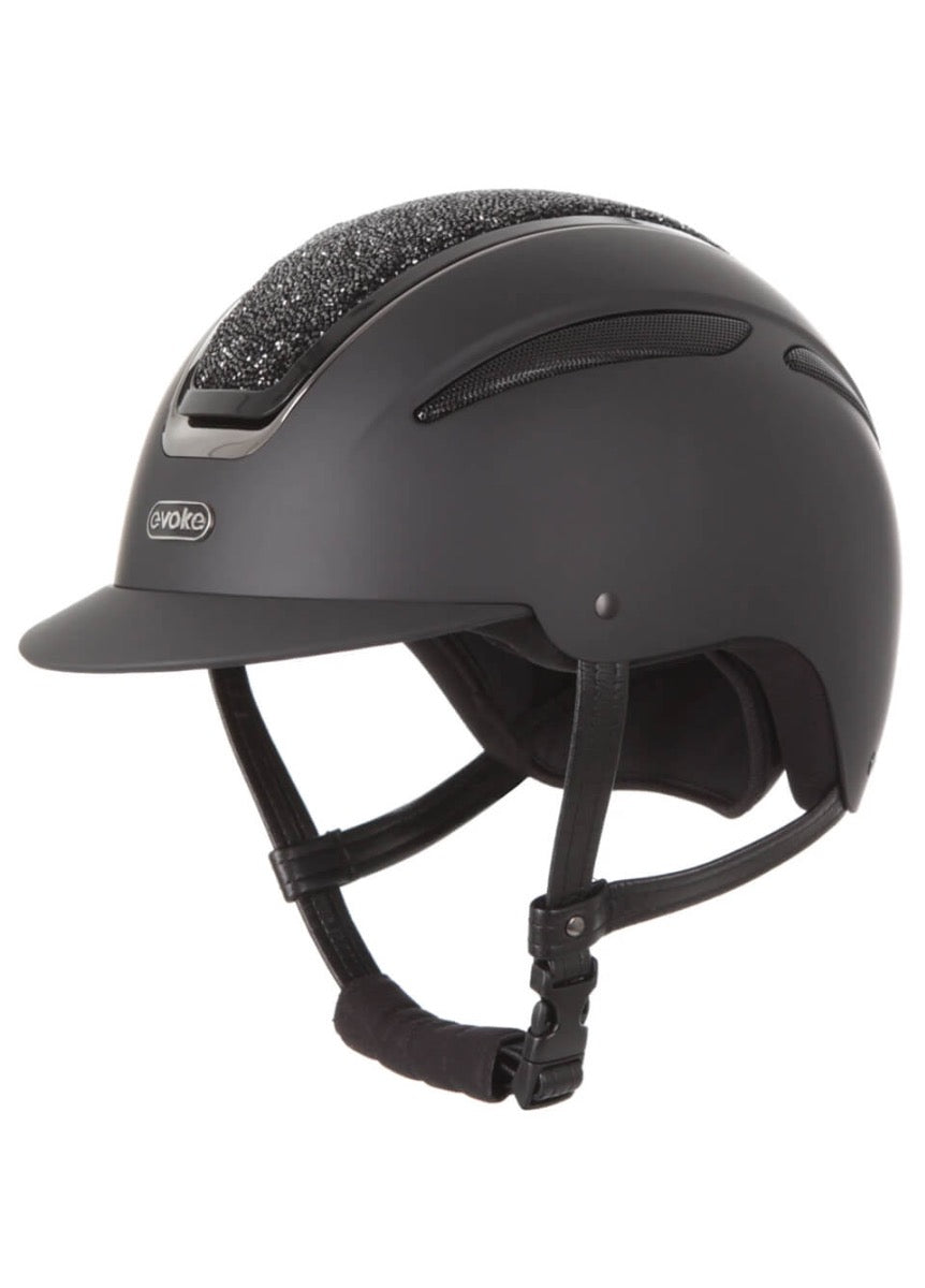 Evoke Callisto Classic Peak Riding Hat - Black/Black Crystal