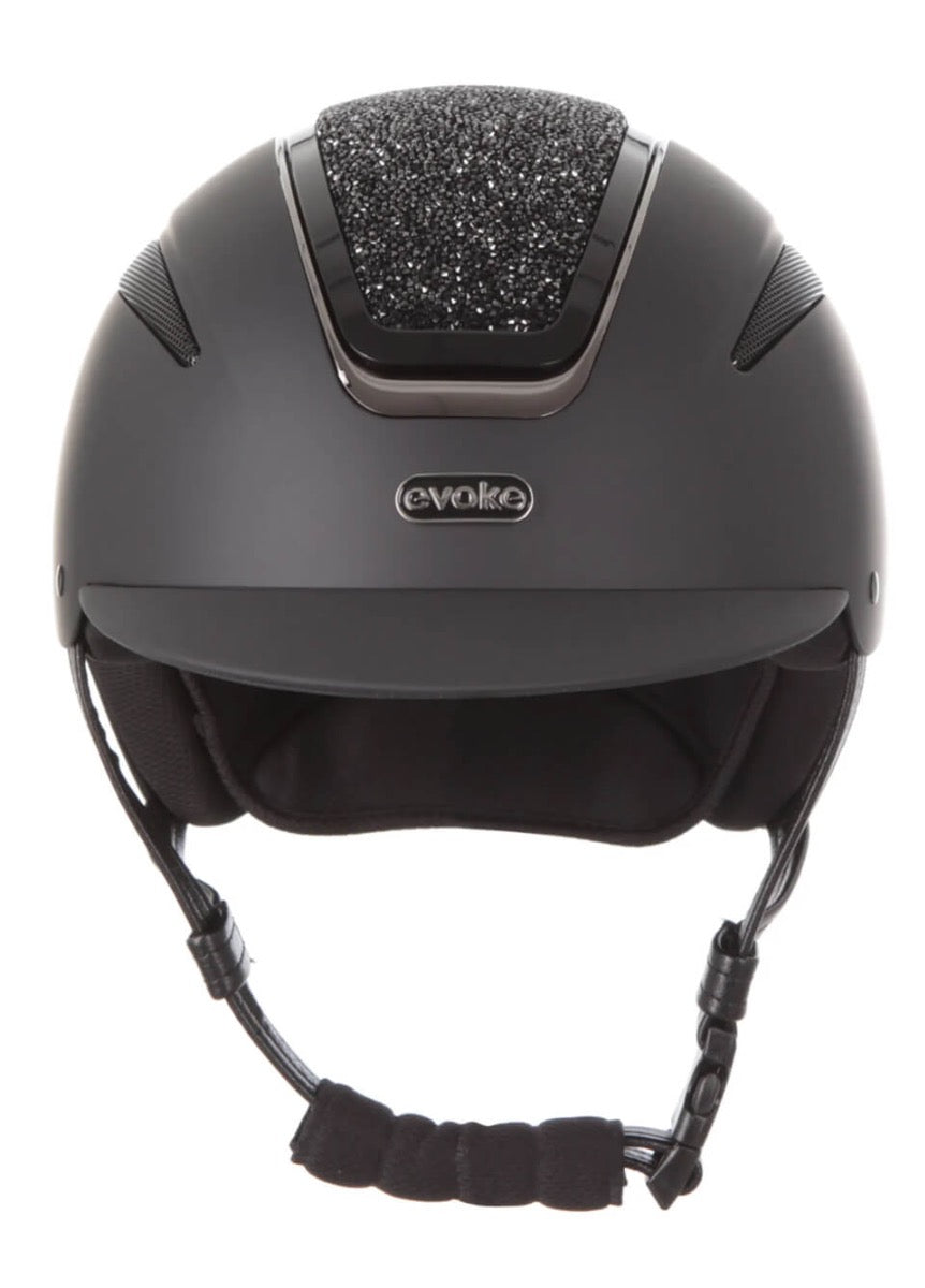 Evoke Callisto Classic Peak Riding Hat - Black/Black Crystal