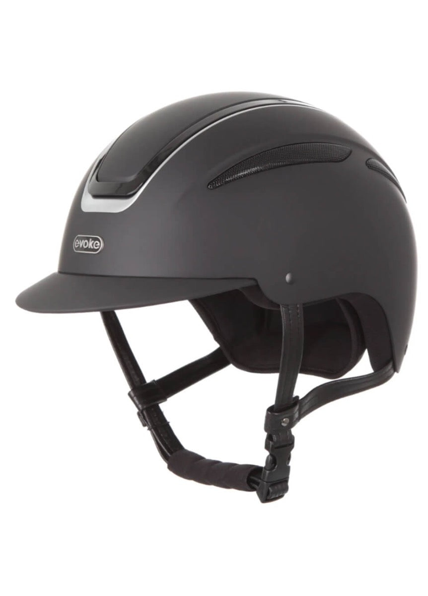 Evoke Callisto Classic Peak Riding Hat - Black/Silver