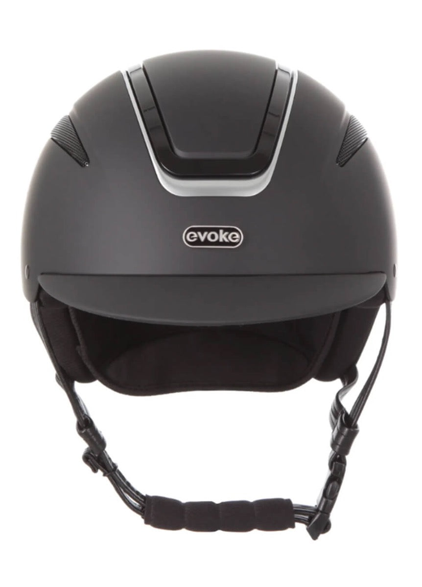 Evoke Callisto Classic Peak Riding Hat - Black/Silver