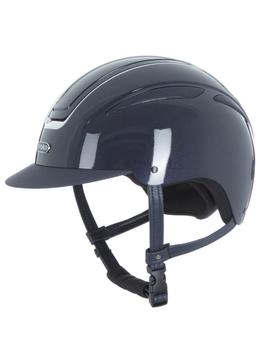 Evoke Callisto Classic Peak Riding Hat - Navy Metallic Chrome