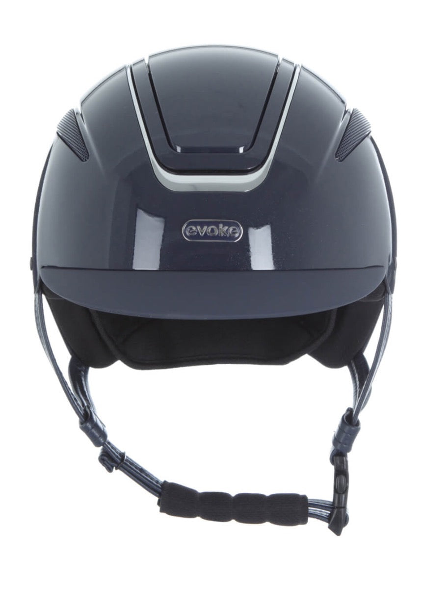 Evoke Callisto Classic Peak Riding Hat - Navy Metallic Chrome