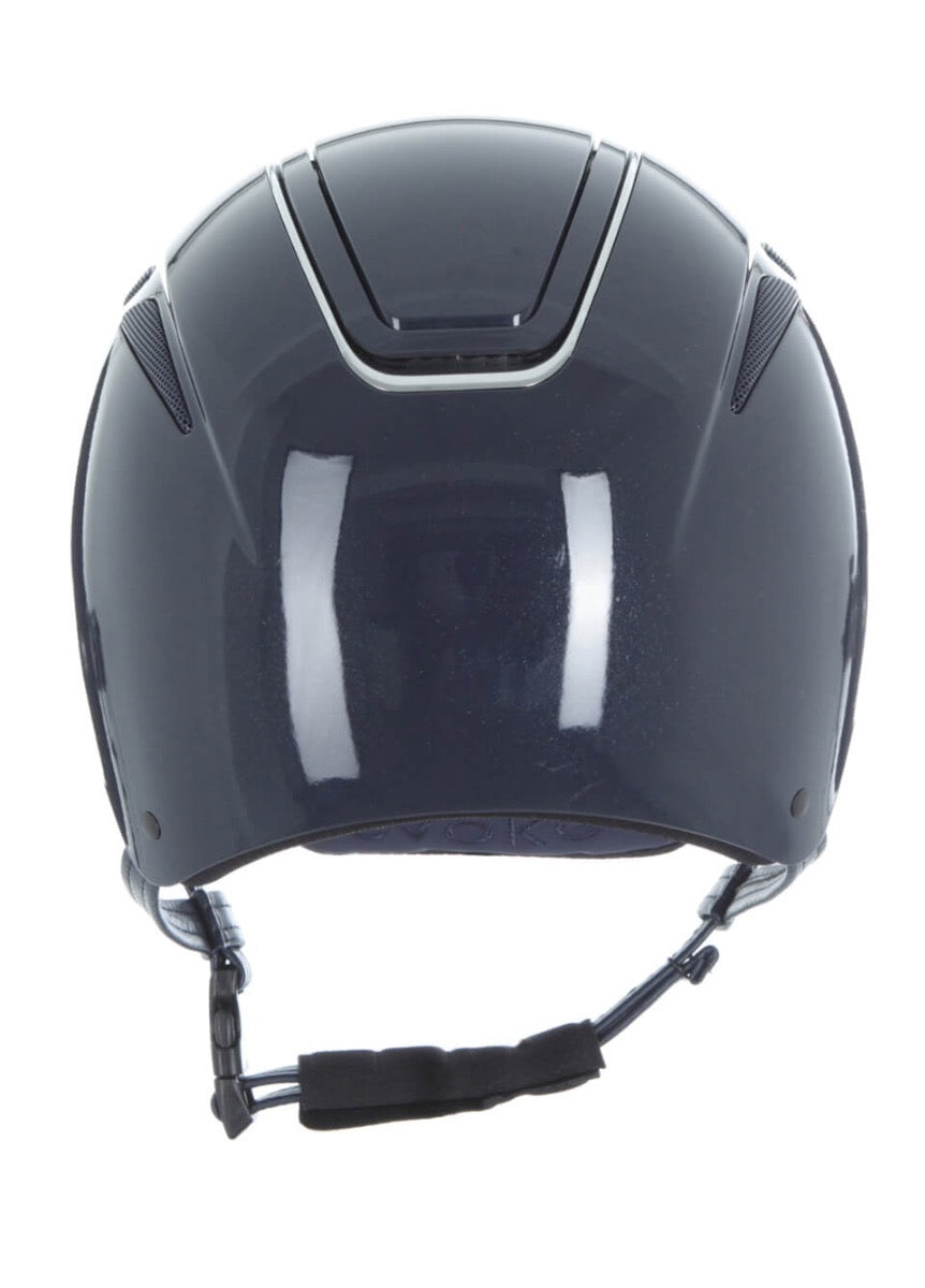 Evoke Callisto Classic Peak Riding Hat - Navy Metallic Chrome
