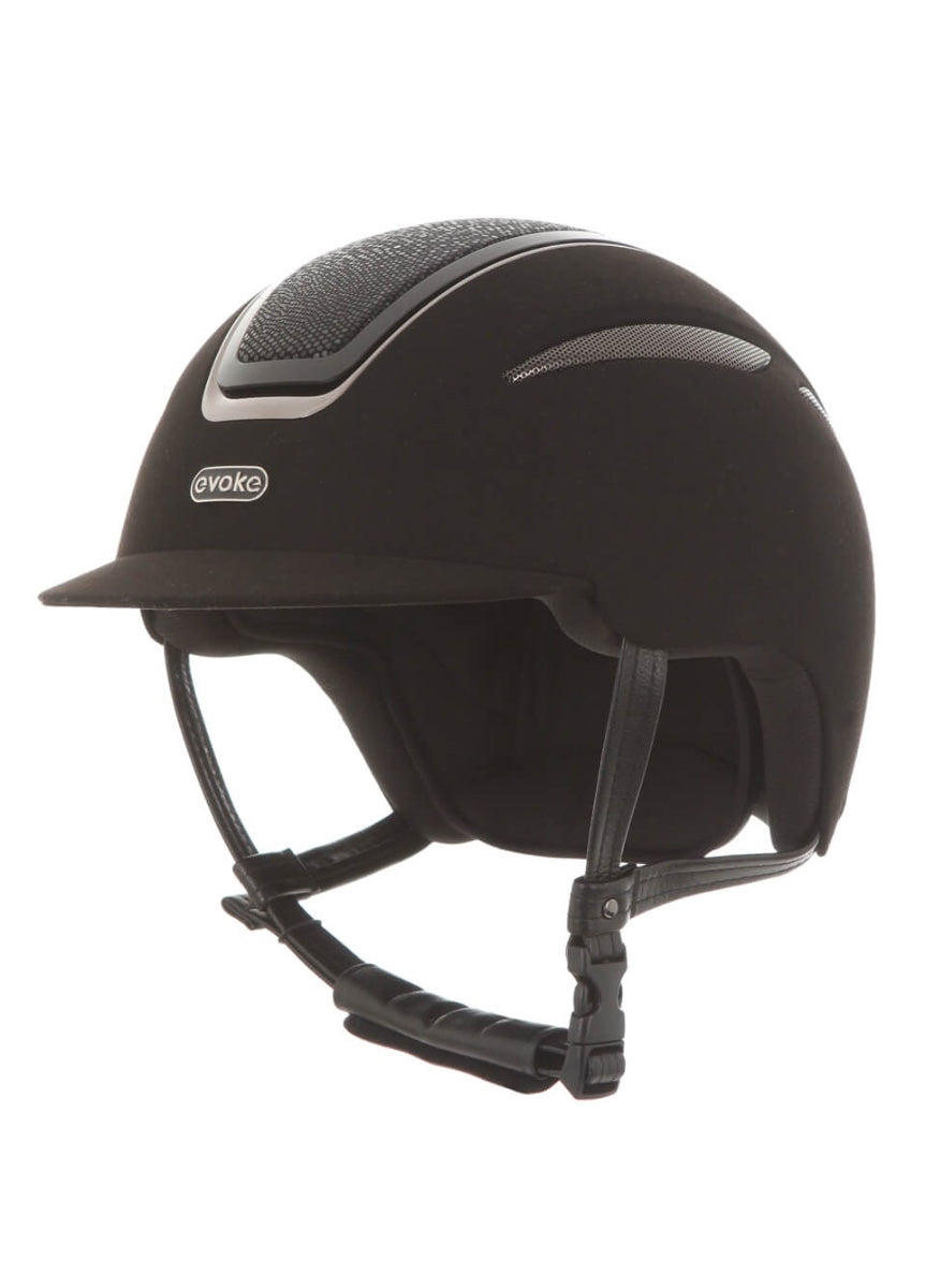 Evoke Callisto Classic Peak Suede Helmet - Black/Viper