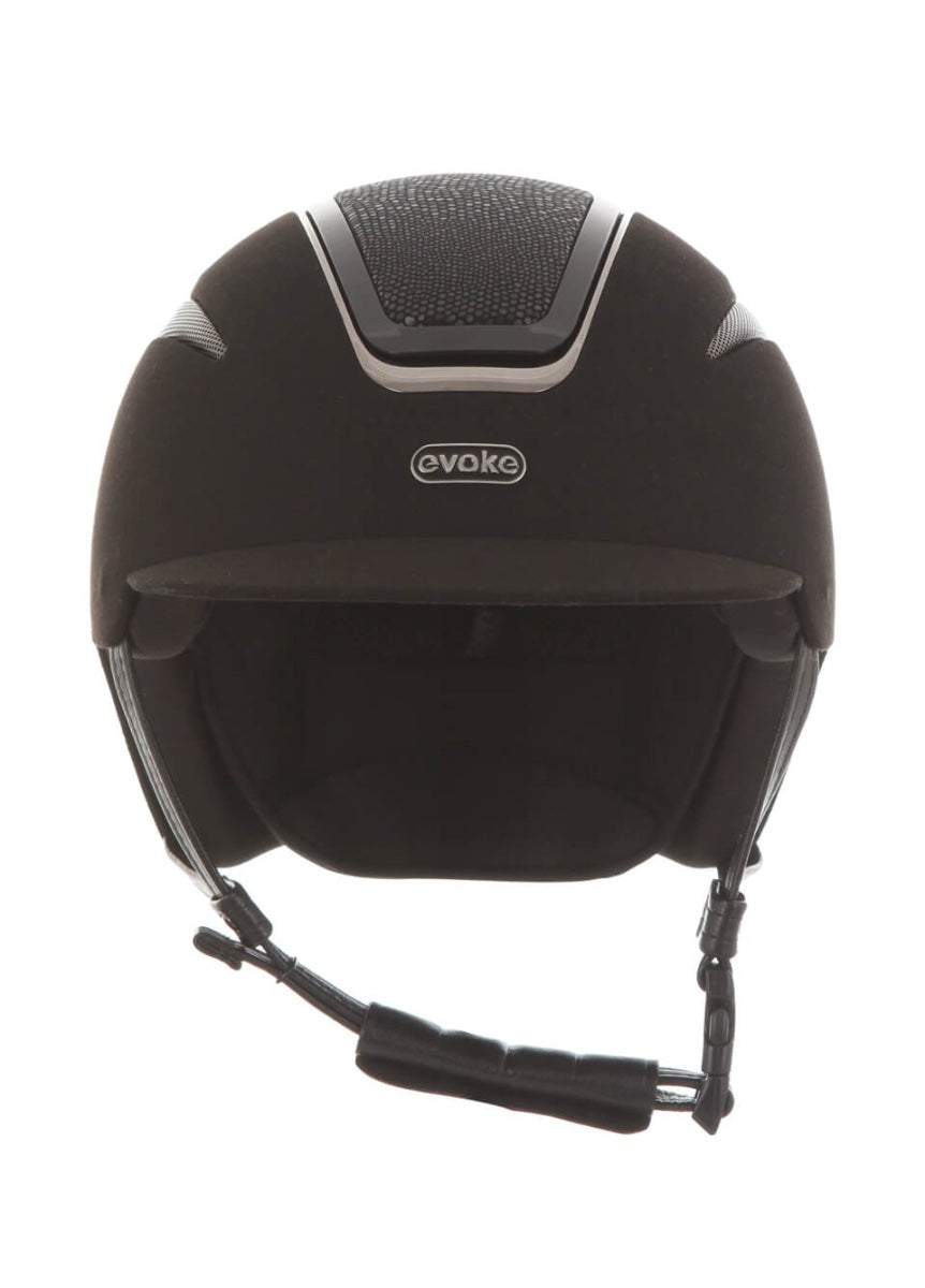 Evoke Callisto Classic Peak Suede Helmet - Black/Viper