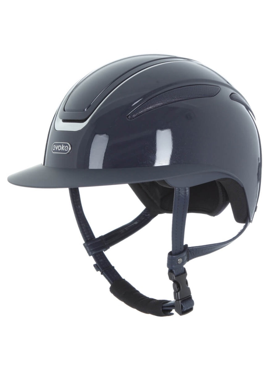 Evoke Callisto Wide Peak Riding Hat - Navy Metallic Chrome