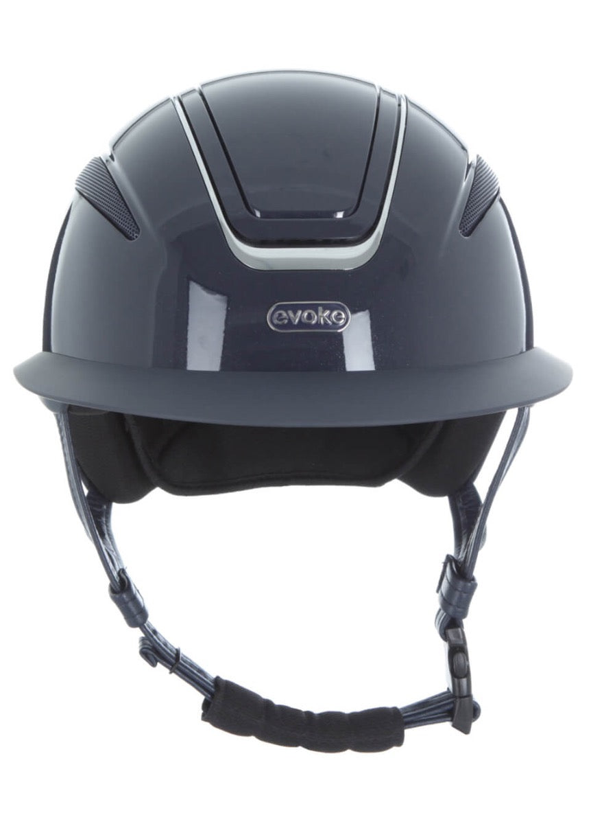 Evoke Callisto Wide Peak Riding Hat - Navy Metallic Chrome