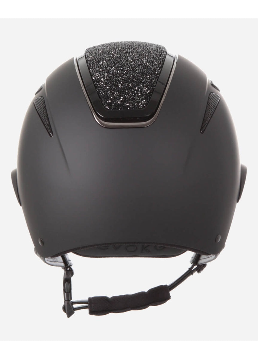 Evoke Callisto Wide Peak Crystal Riding Hat - Black/Black