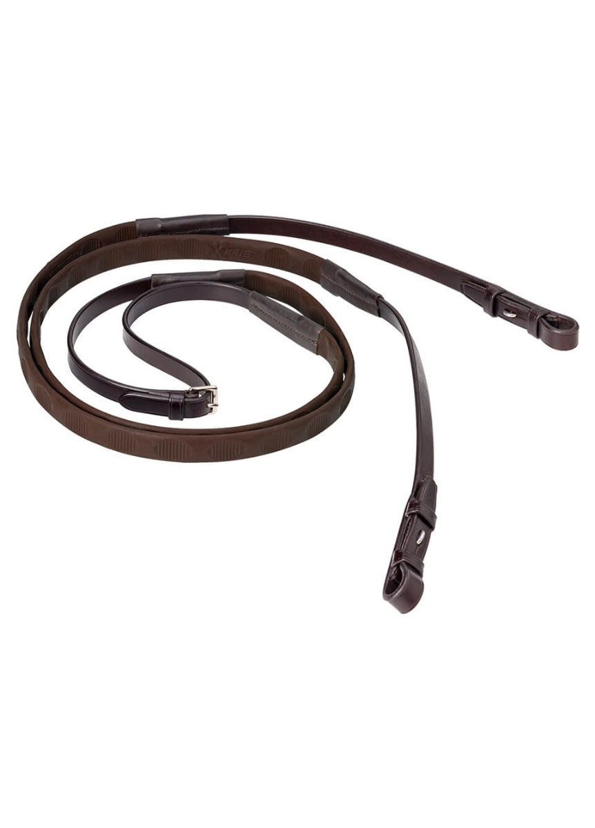 Fairfax Rubber Thumb Grip Reins - Brown