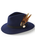 Hicks & Brown Suffolk Fedora in Navy (Gamebird Feather)