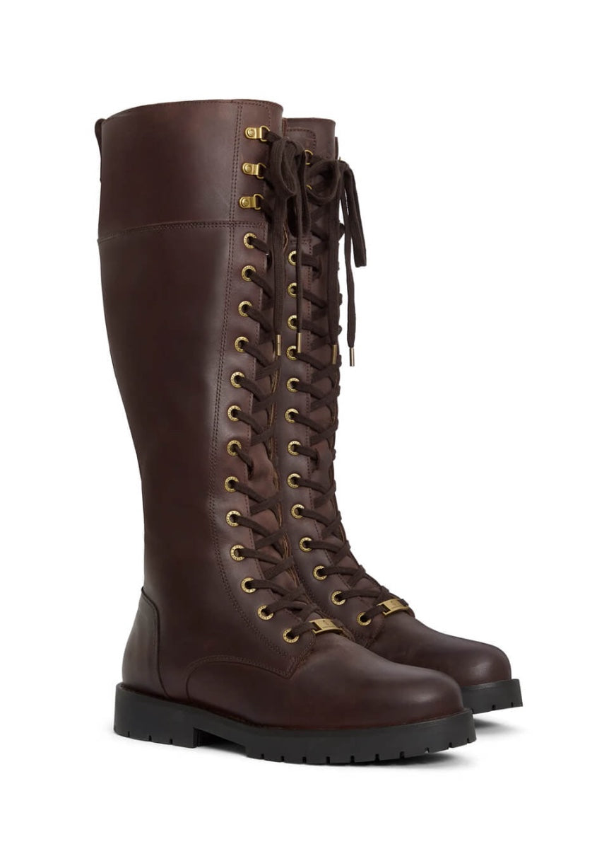 Fairfax & Favor Knee High Anglesey Boot - Mahogany Leather