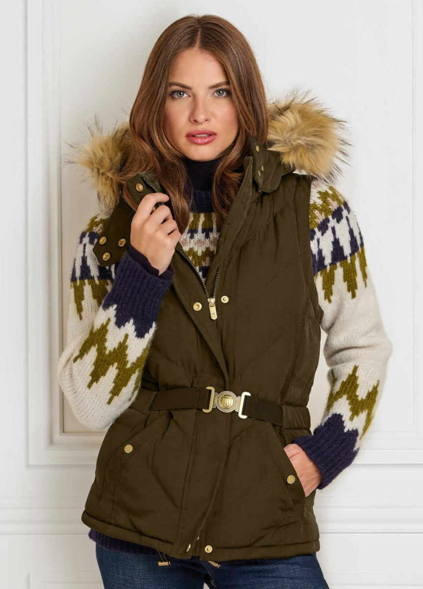 Fairfax & Favor Charlotte Padded Gilet - Khaki