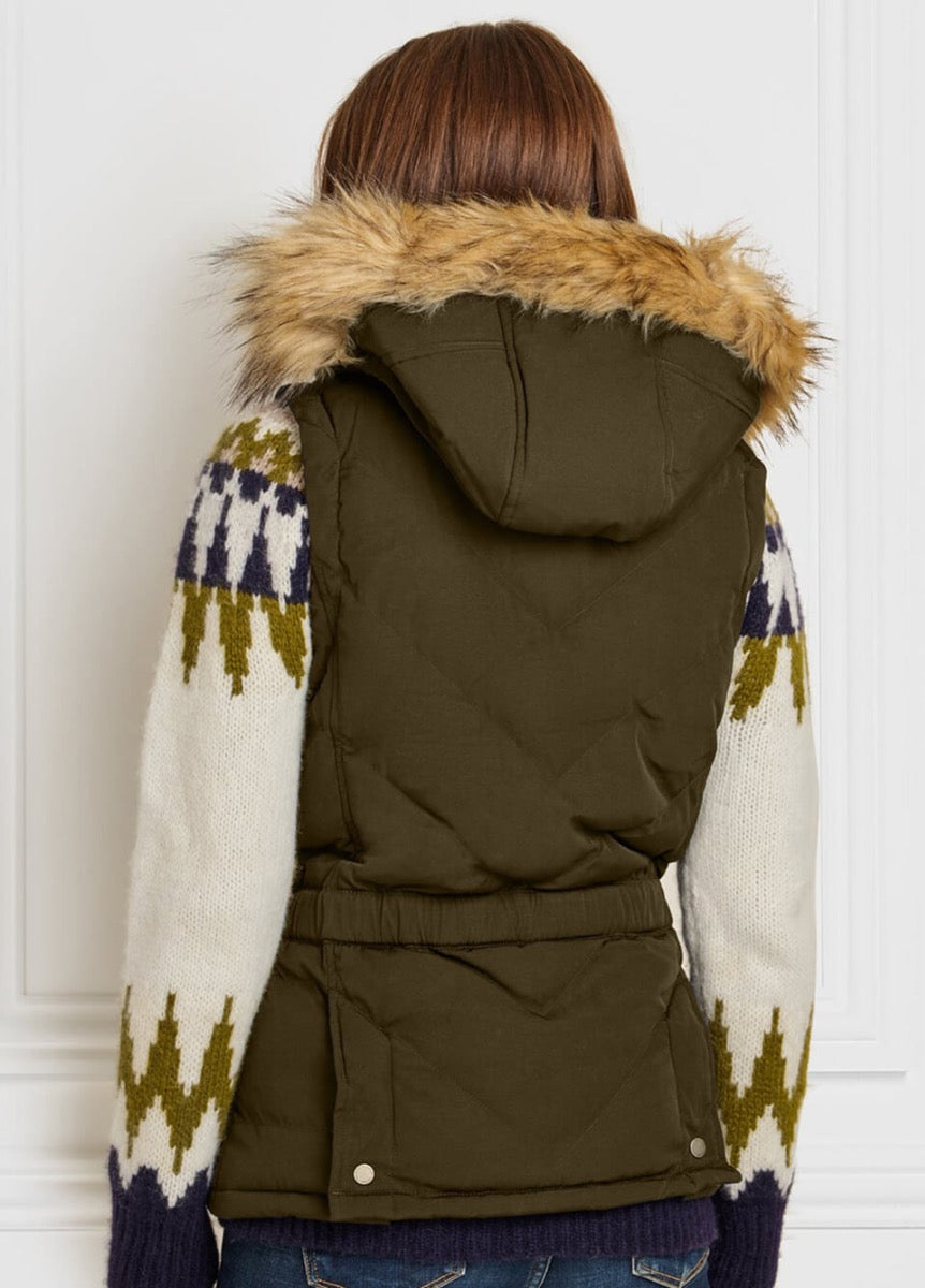 Fairfax & Favor Charlotte Padded Gilet - Khaki