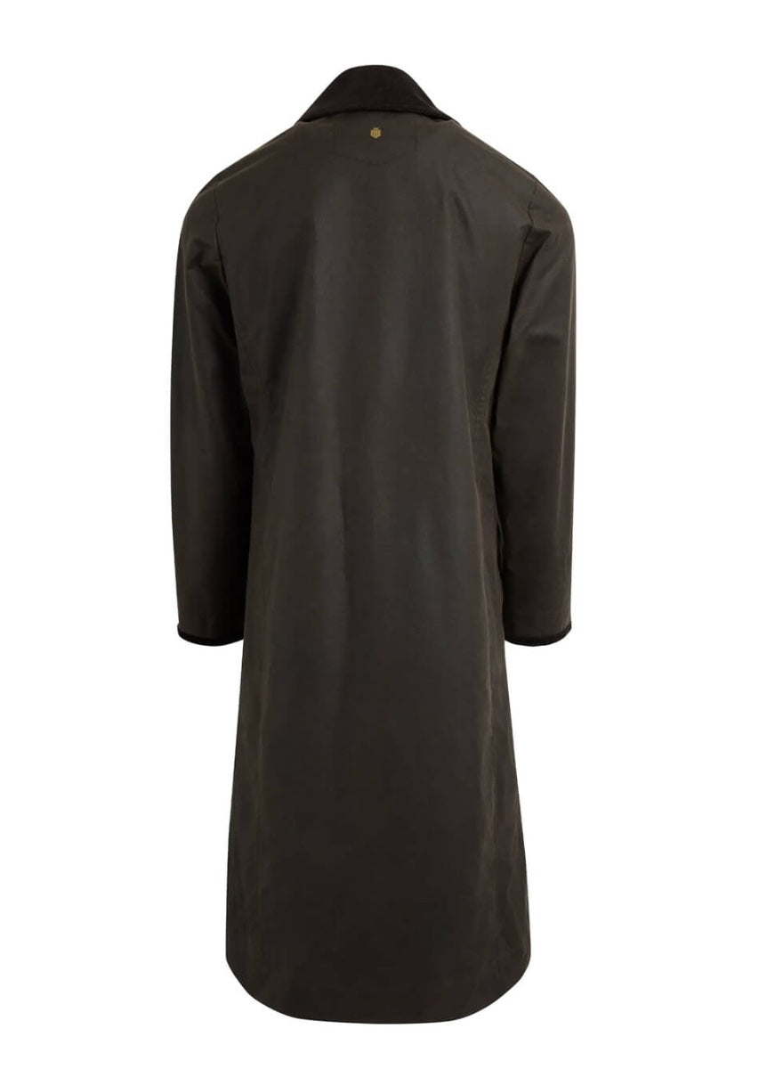 Fairfax & Favor Edith Wax Longline Coat - Dark Khaki