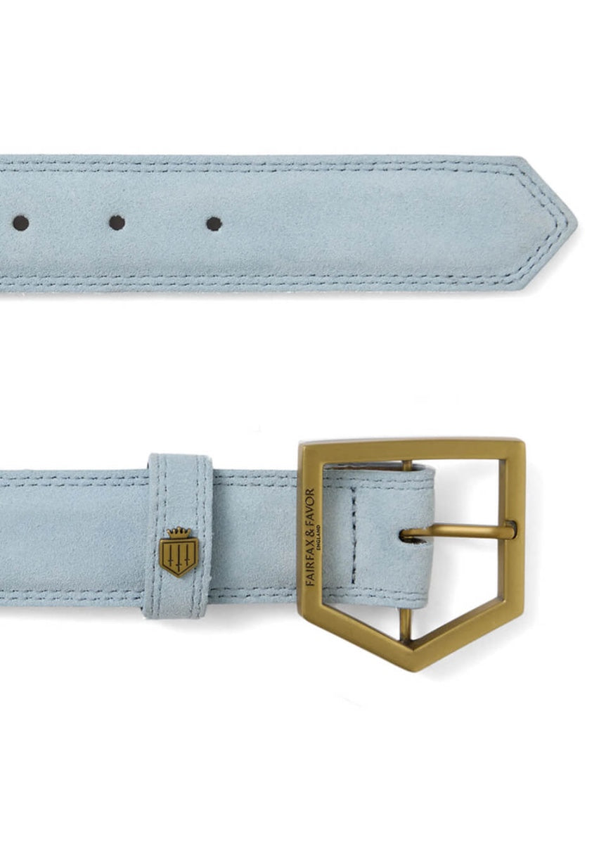 Fairfax & Favor Felbrigg Suede Belt - Sky Blue