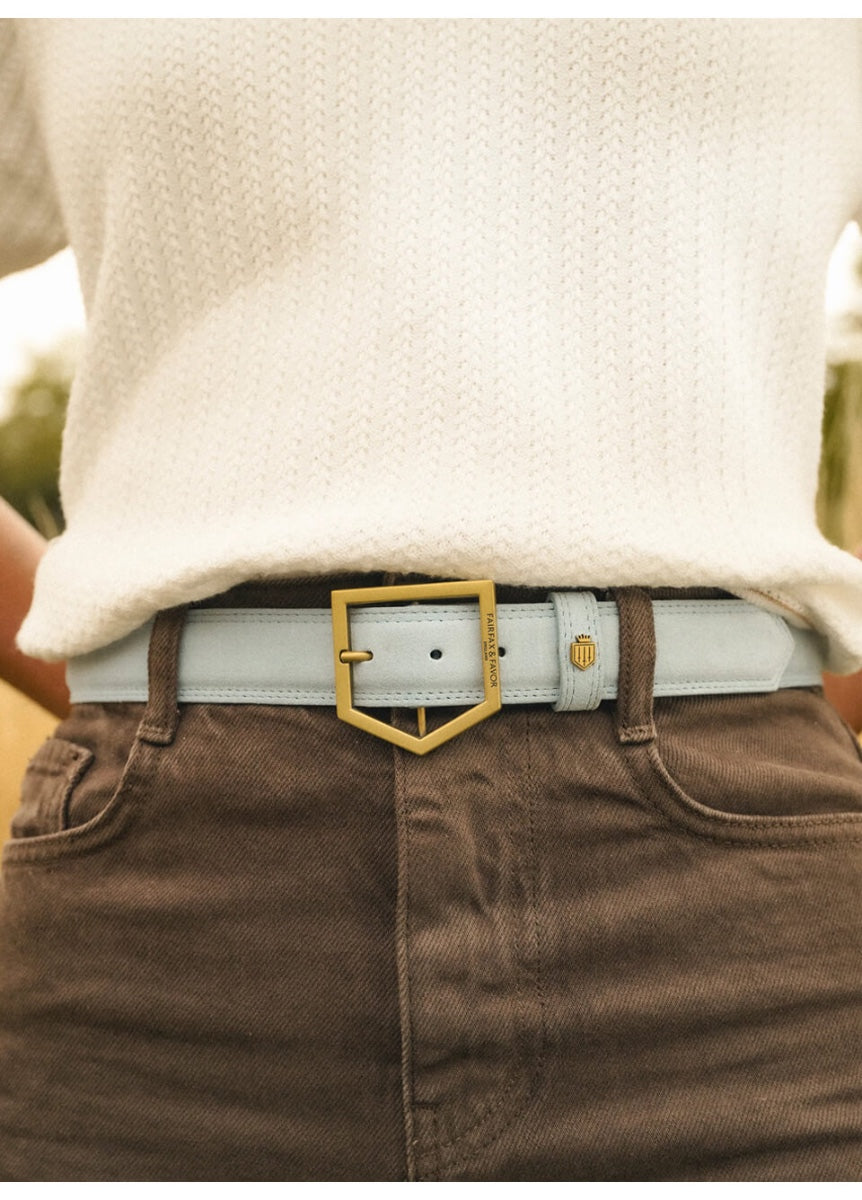 Fairfax & Favor Felbrigg Suede Belt - Sky Blue