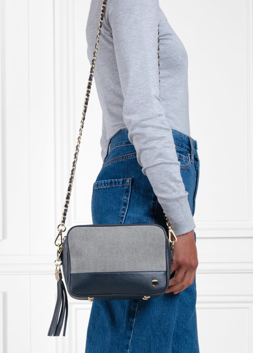 Fairfax & Favor Finsbury Crossbody Bag - Denim Suede