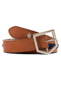 Fairfax & Favor Hampton Leather Belt - Tan/Navy