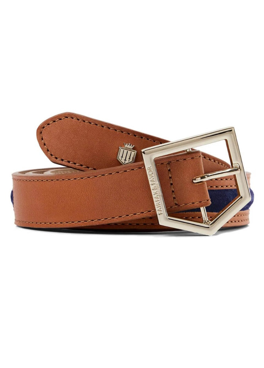 Fairfax & Favor Hampton Leather Belt - Tan/Navy