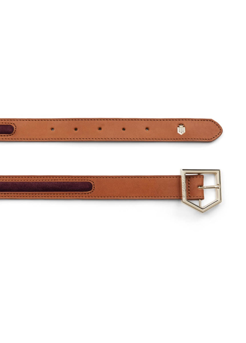 Fairfax & Favor Hampton Leather Belt - Tan/Plum