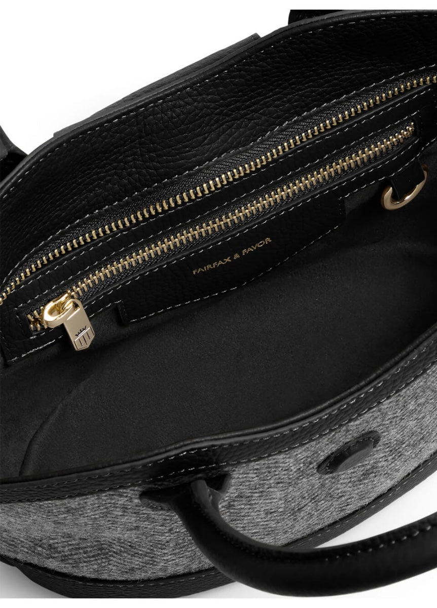 Fairfax & Favor Mini Windsor Tote - Black Herringbone
