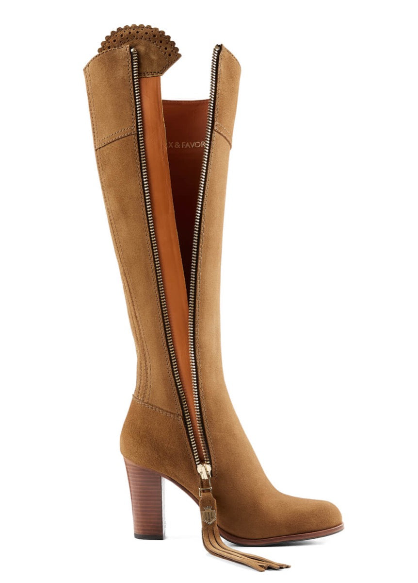 Fairfax & Favor High Heeled Regina Narrow Fit Suede Boot - Tan
