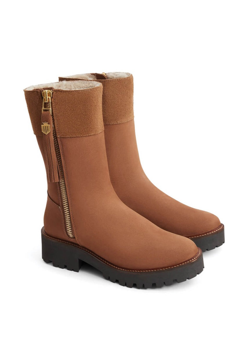 Fairfax & Favor Paris Shearling Lined Boot - Cognac