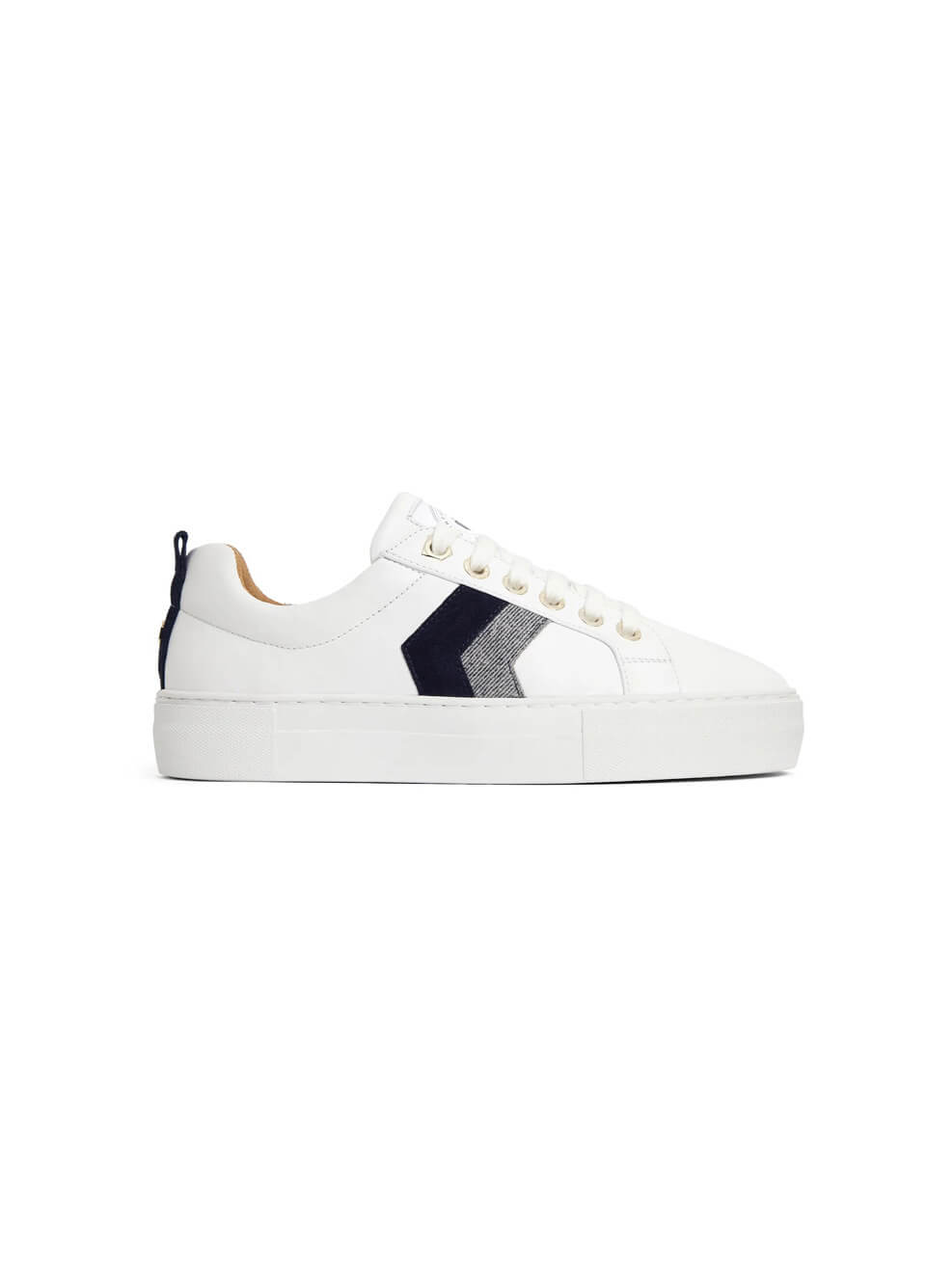 Fairfax & Favor Alexandra Platform Trainers - White/Navy/Denim