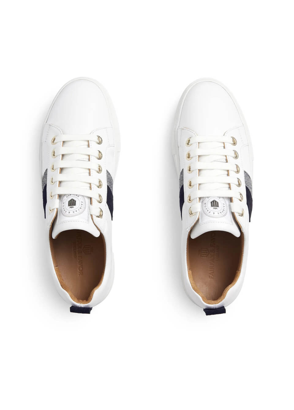Fairfax & Favor Alexandra Platform Trainers - White/Navy/Denim