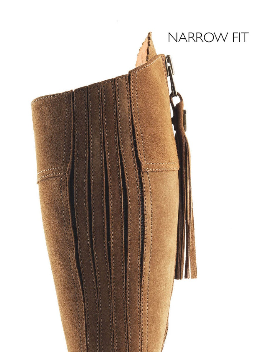Fairfax & Favor Heeled Regina Narrow Fit Suede Boot - Tan