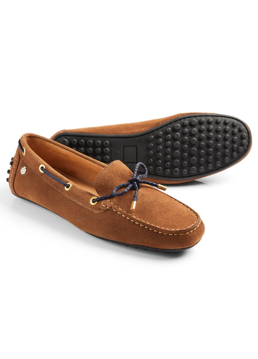 Fairfax & Favor Suede Henley Driving Shoe - Tan/Navy