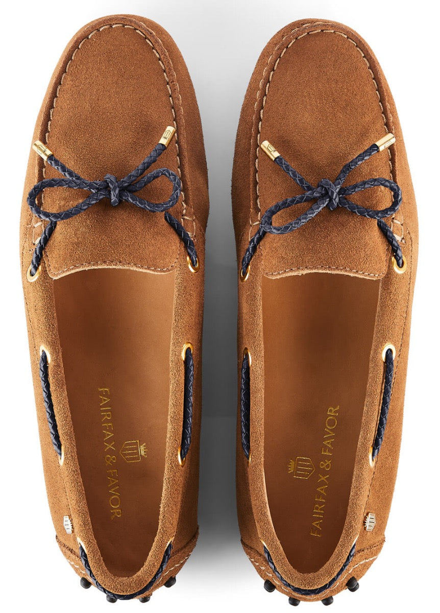 Fairfax & Favor Suede Henley Driving Shoe - Tan/Navy
