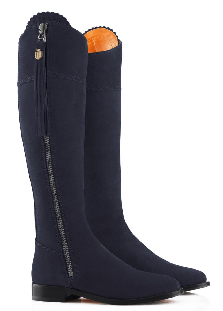 Fairfax & Favor Suede Flat Regina - Navy 