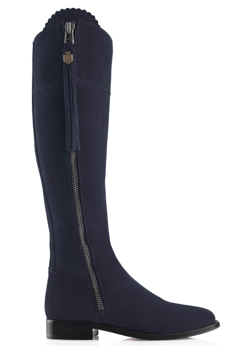 Fairfax & Favor Suede Flat Regina - Navy 