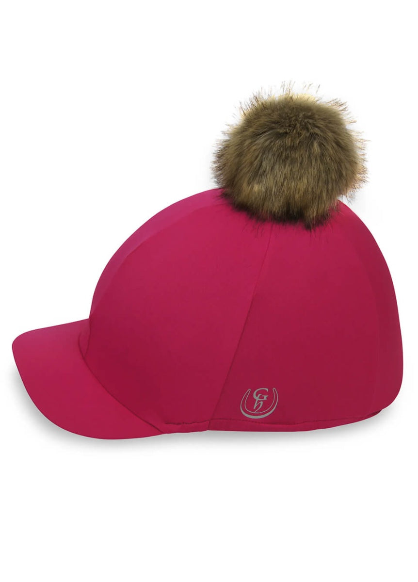 Gatehouse Lycra Hat Silk with Pom Pom - Cerise