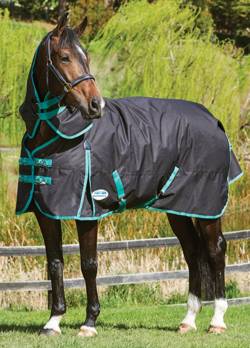 Weatherbeeta Green-Tec 900D Detach-A-Neck Medium Turnout - Black/Bottle Green