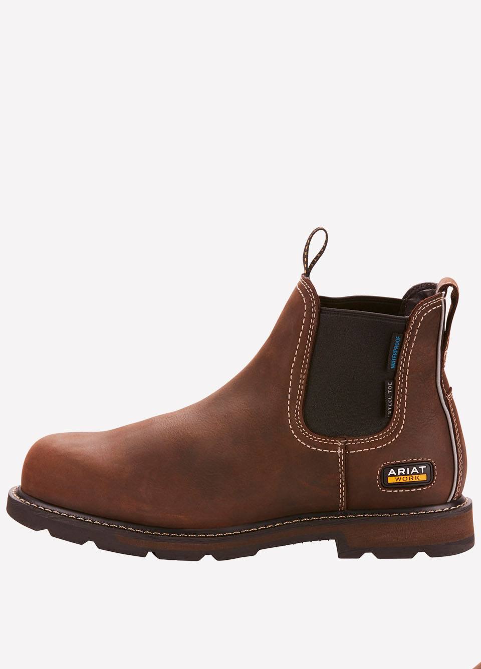 Ariat Mens Groundbreaker Waterproof Steel Toe Work Boots - Dark Brown